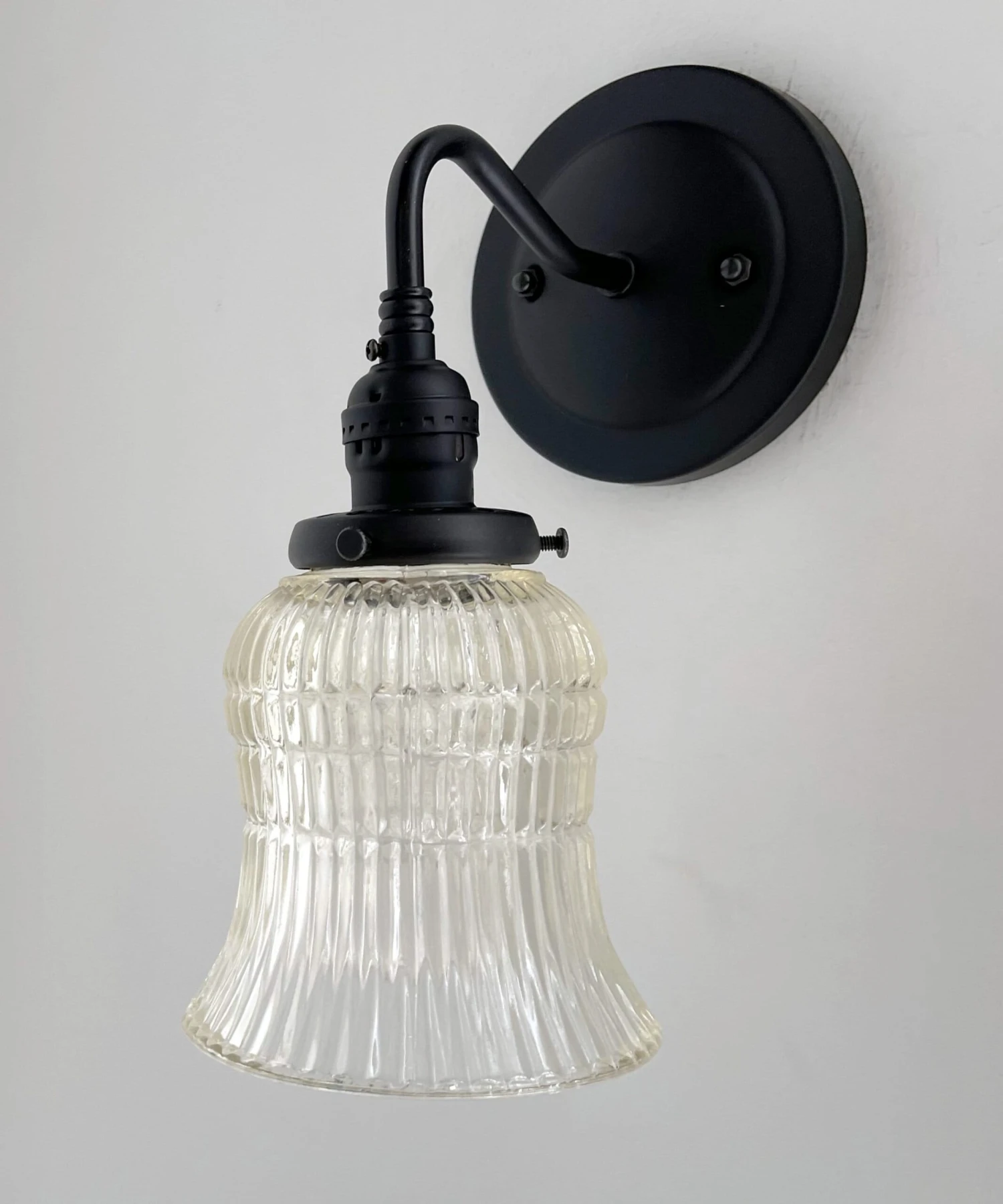 Bell Antique Holophane 1950's Glass Wall Sconce Light Fixture 6 Bell Antique Holophane 1950's Glass Wall Sconce Light Fixture - Image 4