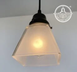 Vintage Frosted SQUARE 1960's PENDANT Light -The Lamp Goods 67c1ce7609254f9e443a5f03