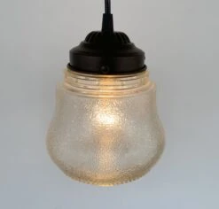 Amber Antique 1960's Glass PENDANT Light -The Lamp Goods Amberpebbleglassantiquependantlightfixture 1