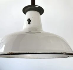 Large ORIGINAL FARM BARN White Enamel Pendant Light -The Lamp Goods AuthenticEnamelFarmhousePendantLight 1