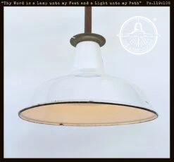 Large ORIGINAL FARM BARN White Enamel Pendant Light