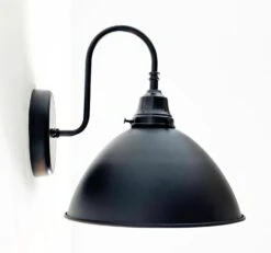 Large Black Enamel Farmhouse Wall Sconce Lighting -The Lamp Goods Black Enamel wall sconce light edited 3