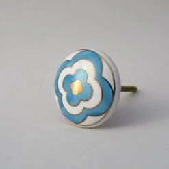 Blue + Gold Clover Knob(Blue Gold Clover Cabinet Knobs And Pulls) -The Lamp Goods Blue Gold Clover Knob 2