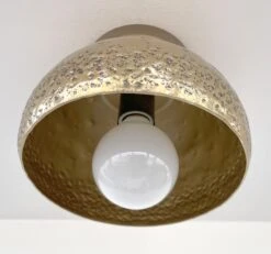 MODERN BRASS Ceiling Light Or Wall Sconce Lighting Fixture -The Lamp Goods BrassAgedGoldFlushMountCeilingLightorWallSconce 4