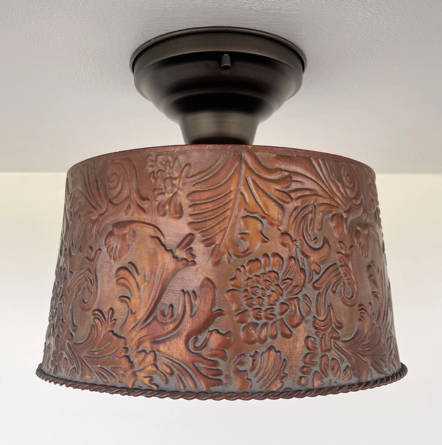 Copper Bronze Embossed Drum Ceiling Light 9 Copper Bronze Embossed Drum Ceiling Light - Image 7