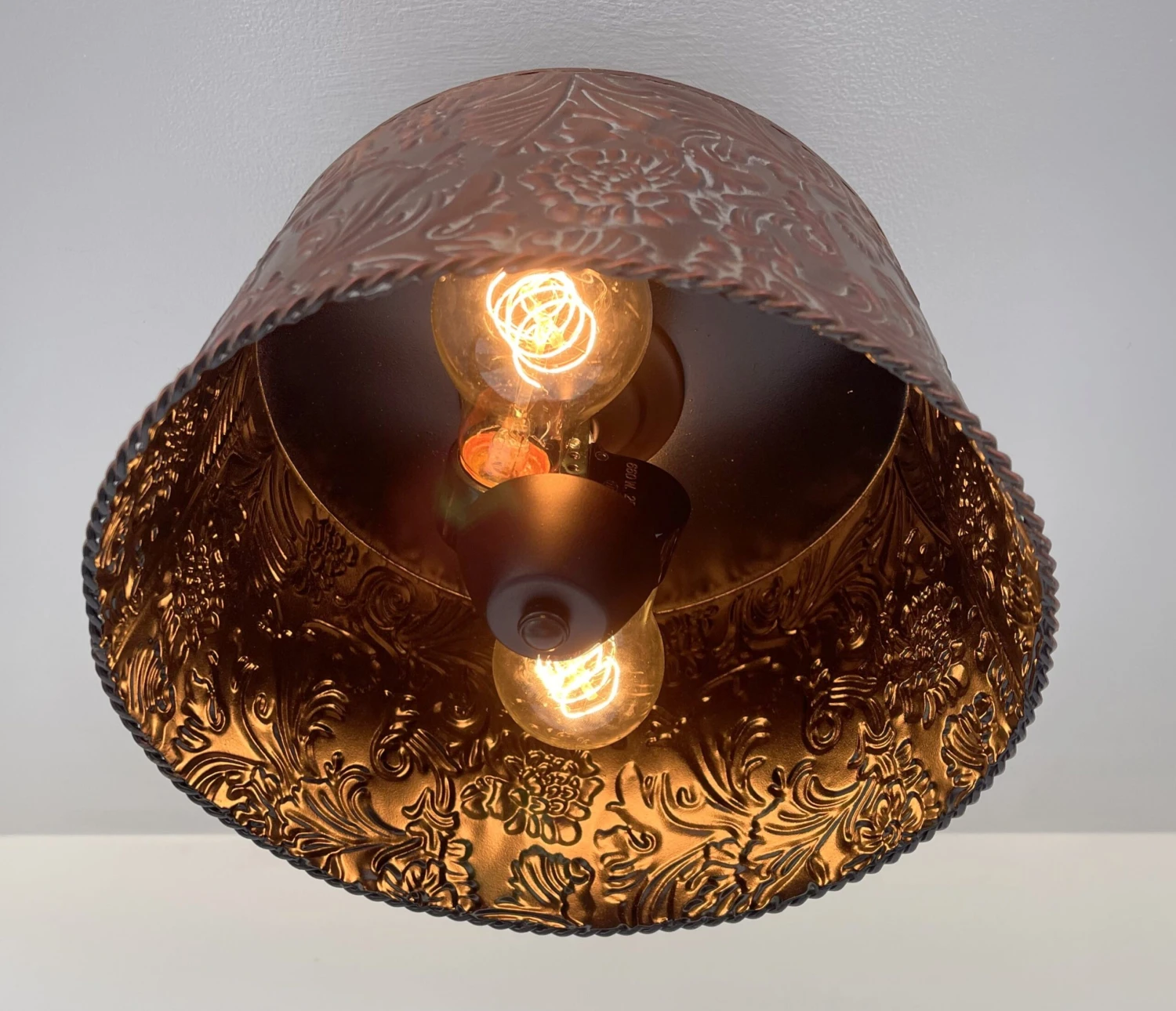 Copper Bronze Embossed Drum Ceiling Light 6 Copper Bronze Embossed Drum Ceiling Light - Image 4
