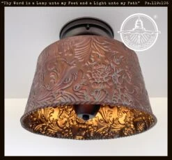 Copper Bronze Embossed Drum Ceiling Light