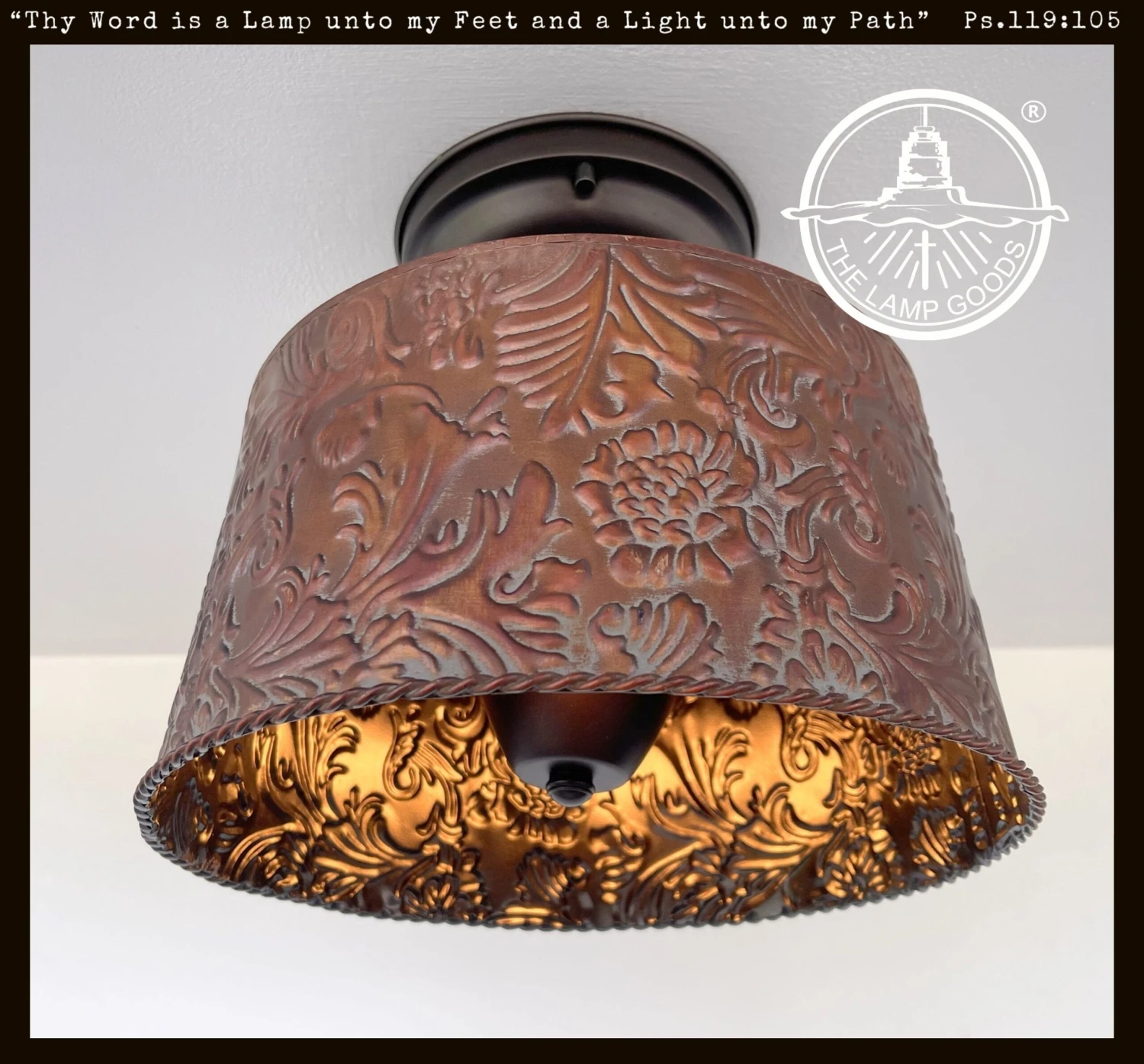 Copper Bronze Embossed Drum Ceiling Light 3 Copper Bronze Embossed Drum Ceiling Light