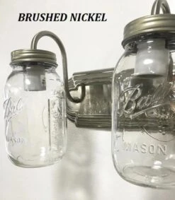 Mason Jar Bathroom Vanity Light -The Lamp Goods Brushed Nickel Vanity