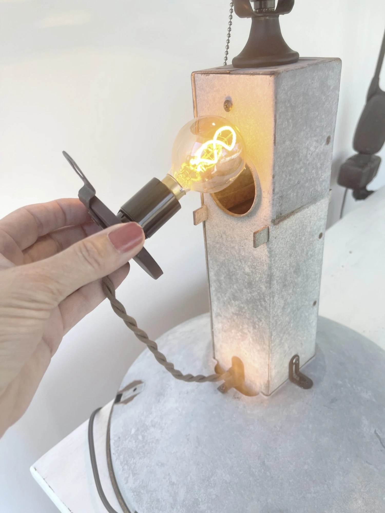 Original Antique Chicken Feeder Tall Farm Table Lamp 5 Original Antique Chicken Feeder Tall Farm Table Lamp - Image 3