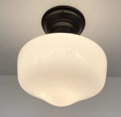 Modern Milk Glass Schoolhouse Ceiling Light Fixture 8 Modern Milk Glass Schoolhouse Ceiling Light Fixture -The Lamp Goods CLAYTONvintagemailkglasssemiflushmountlight 6