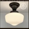 Modern Milk Glass Schoolhouse Ceiling Light Fixture -The Lamp Goods CLAYTONvintagemilkglasssemiflushmountlight 3