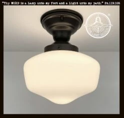 Modern Milk Glass Schoolhouse Ceiling Light Fixture