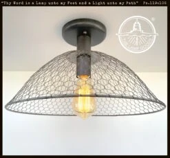 Chicken Wire Farmhouse Pendant Light -The Lamp Goods ChickenWireDomeCeilingLightFixtureFarmhousecottage