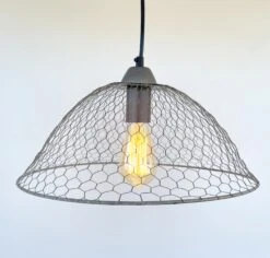 Chicken Wire Farmhouse Pendant Light -The Lamp Goods Chicken Wire Dome Pendant Light Fixture Farmhouse 5