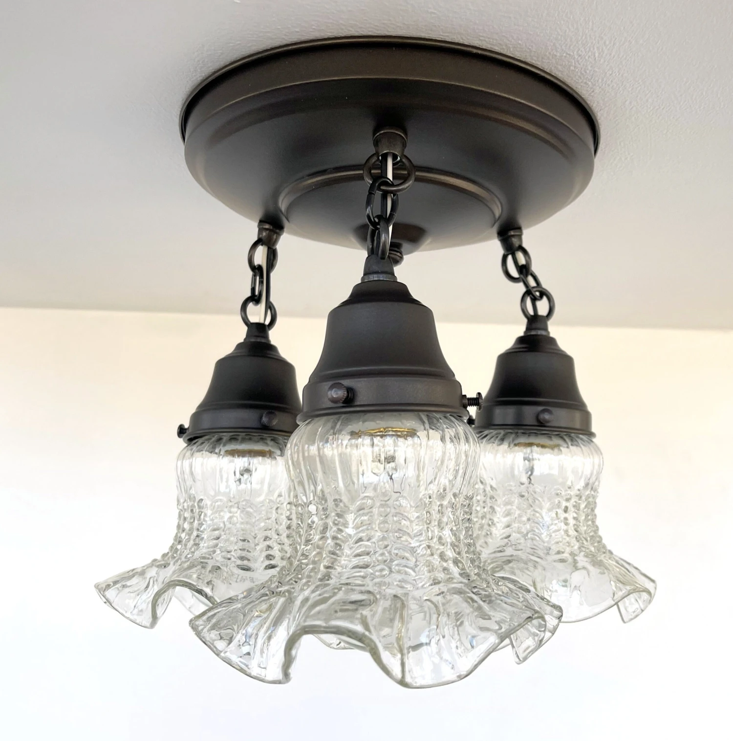 Clear Antique Hobnail Glass Ceiling LIGHT 1930's 9 Clear Antique Hobnail Glass Ceiling LIGHT 1930's - Image 7