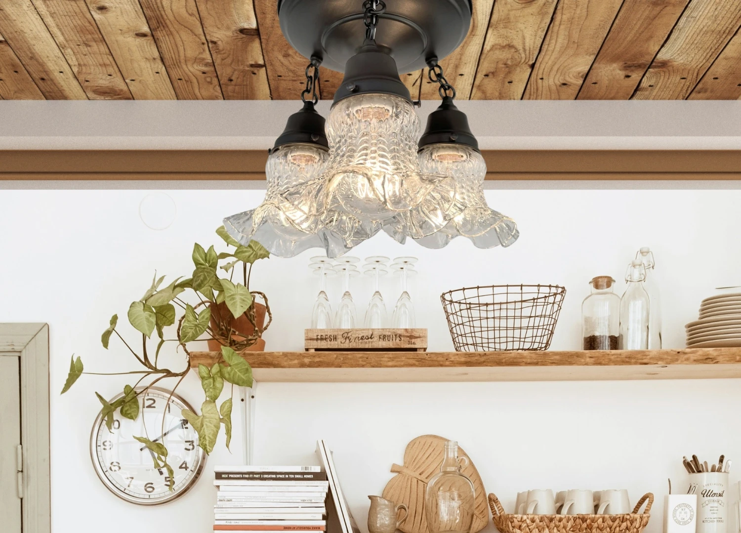 Clear Antique Hobnail Glass Ceiling LIGHT 1930's 4 Clear Antique Hobnail Glass Ceiling LIGHT 1930's - Image 2