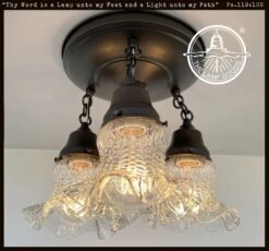 Clear Antique Hobnail Glass Ceiling LIGHT 1930's