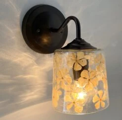 WHIMSICAL Pressed Floral Glass Wall Sconce Light 13 WHIMSICAL Pressed Floral Glass Wall Sconce Light -The Lamp Goods Daisy pressed flower cute wall sconce light fixture 9