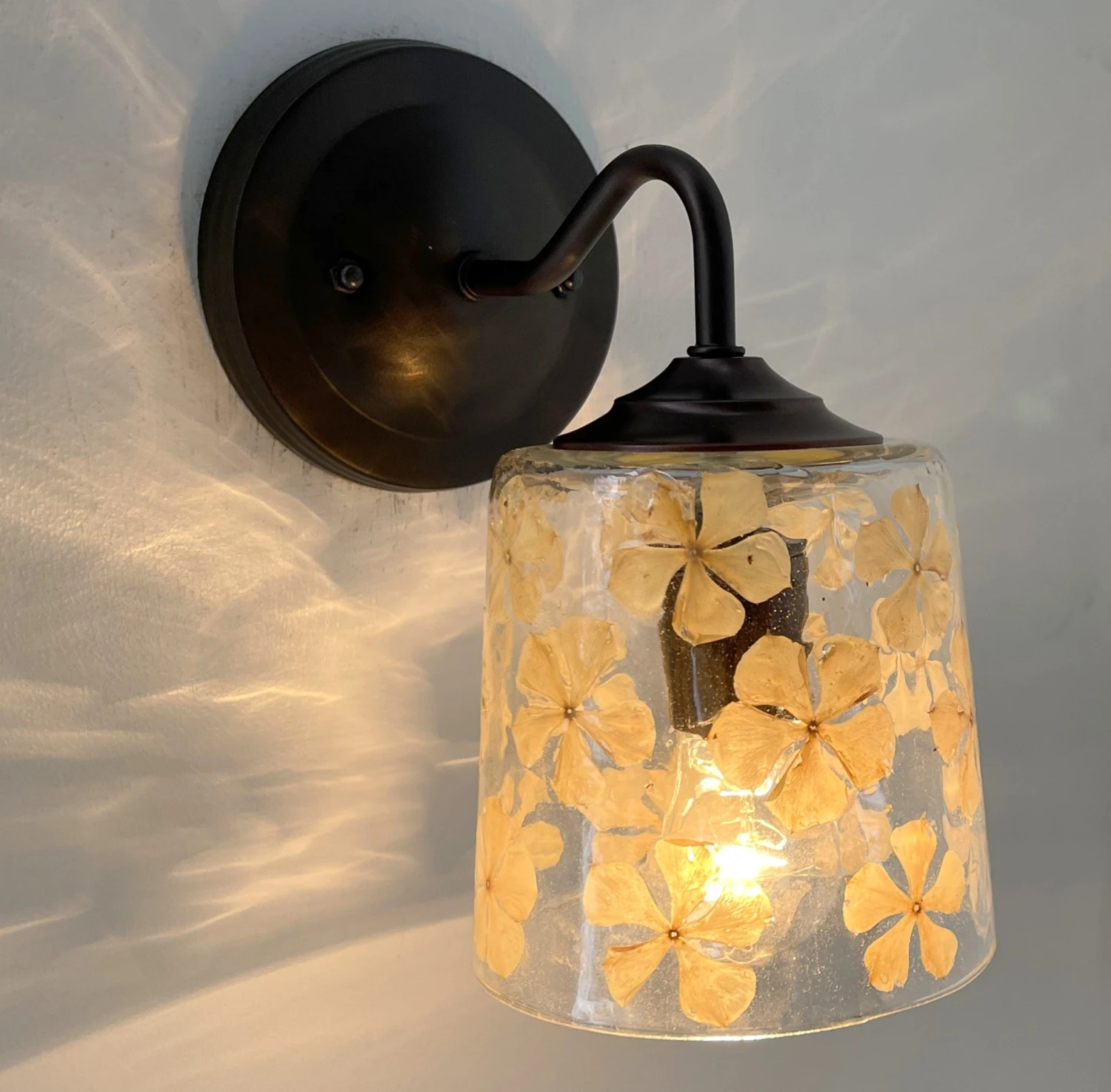 WHIMSICAL Pressed Floral Glass Wall Sconce Light 5 WHIMSICAL Pressed Floral Glass Wall Sconce Light - Image 3