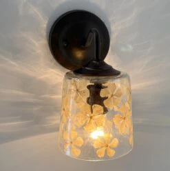 WHIMSICAL Pressed Floral Glass Wall Sconce Light 16 WHIMSICAL Pressed Floral Glass Wall Sconce Light -The Lamp Goods Daisypressedflowercutewallsconcelightfixture 10