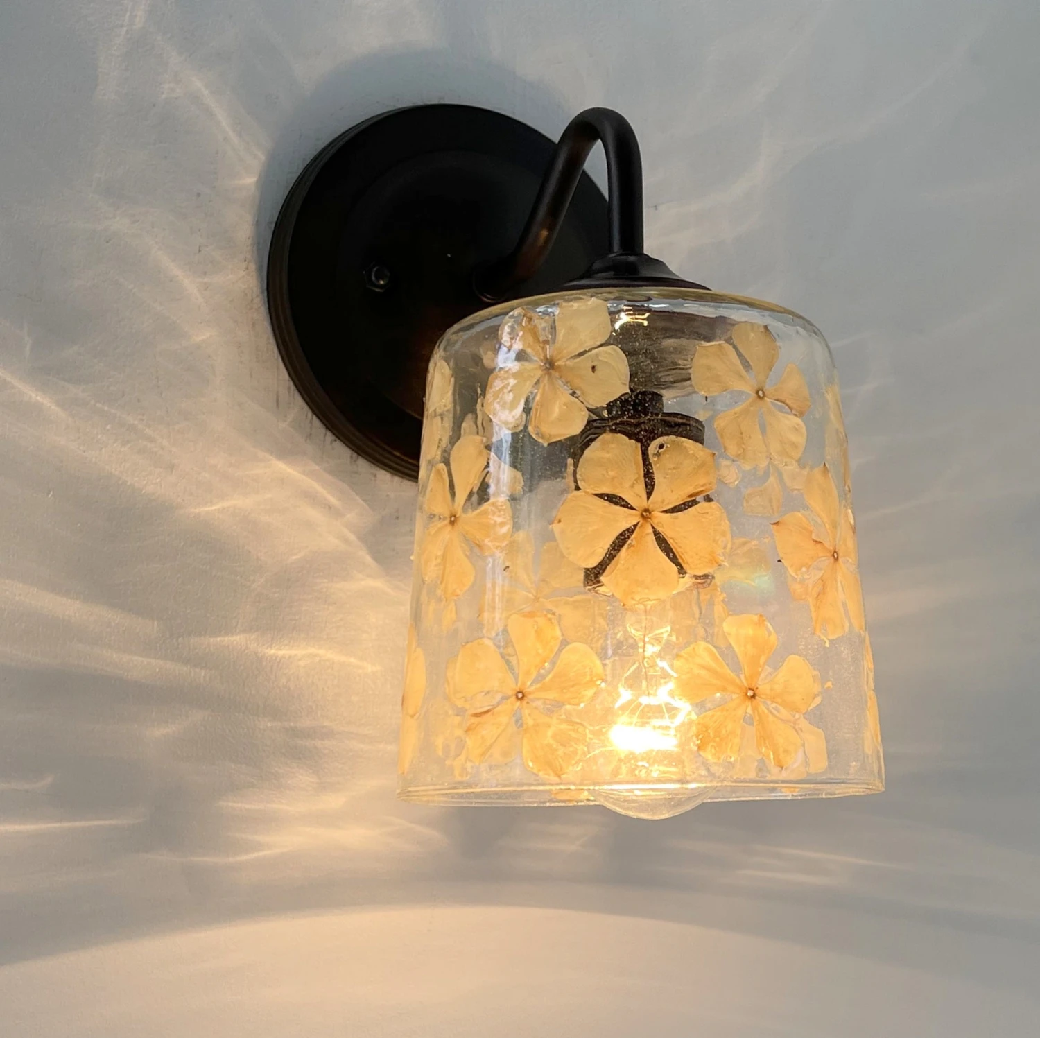 WHIMSICAL Pressed Floral Glass Wall Sconce Light 7 WHIMSICAL Pressed Floral Glass Wall Sconce Light - Image 5