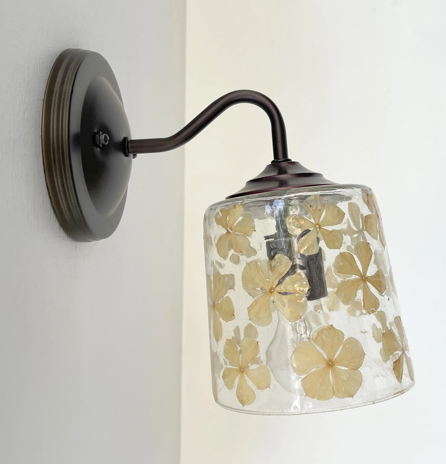 WHIMSICAL Pressed Floral Glass Wall Sconce Light 11 WHIMSICAL Pressed Floral Glass Wall Sconce Light - Image 9