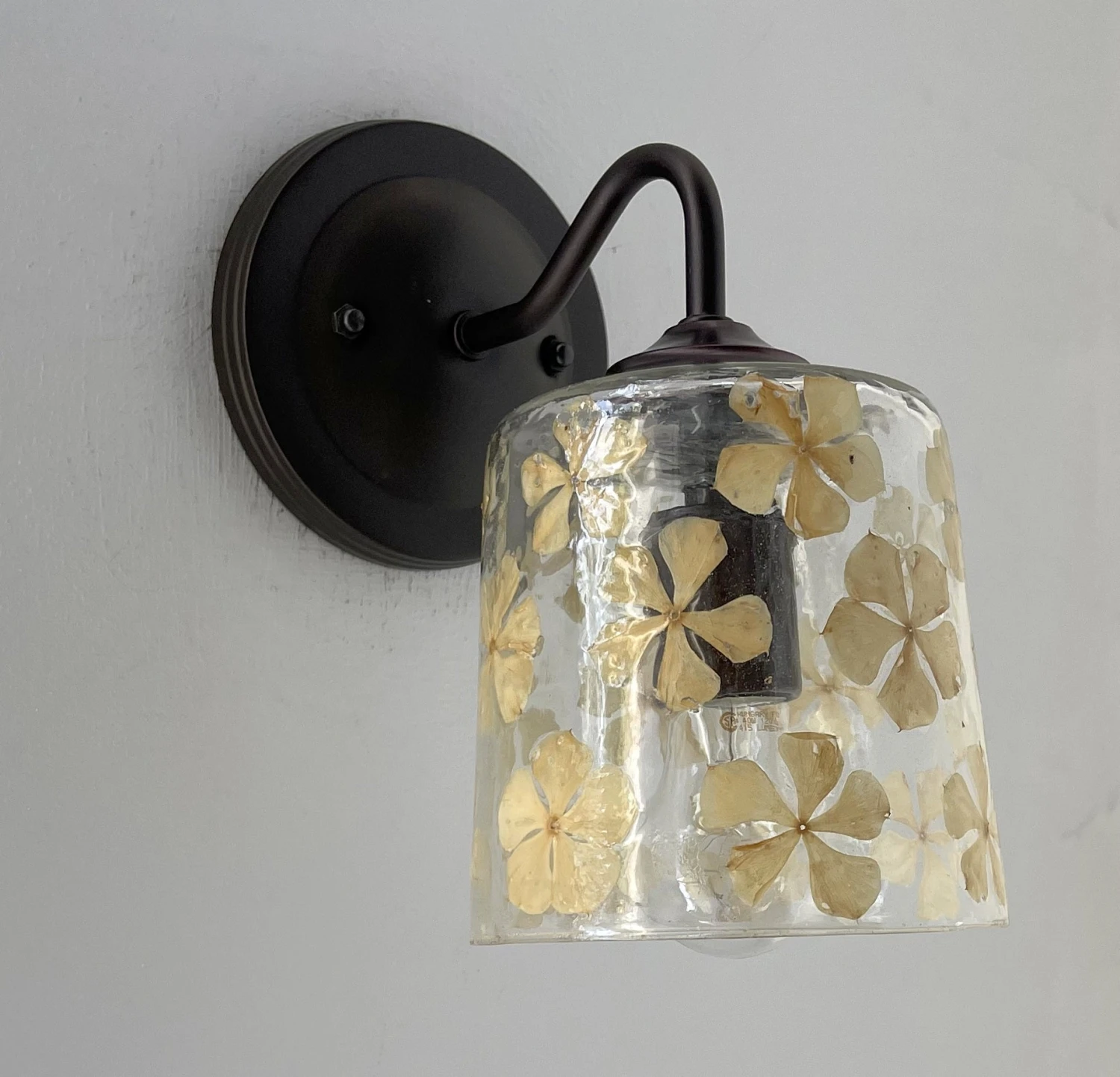 WHIMSICAL Pressed Floral Glass Wall Sconce Light 10 WHIMSICAL Pressed Floral Glass Wall Sconce Light - Image 8