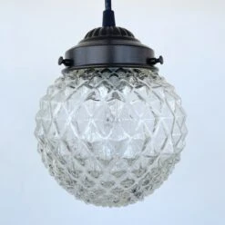 Rare Diamond Antique 1930's Glass Pendant Lighting -The Lamp Goods Diamond Square Antique Globe Pendant Light 1