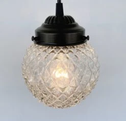 Rare Diamond Antique 1930's Glass Pendant Lighting -The Lamp Goods Diamond Square Antique Globe Pendant Light 6