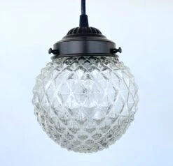 Rare Diamond Antique 1930's Glass Pendant Lighting -The Lamp Goods Diamond Square Antique Globe Pendant Light 7
