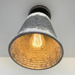 Distressed Large Corrugated Galvanized Barn Ceiling Light -The Lamp Goods DistressedLargeFarmhouseCorrugatedCeilingLight 1