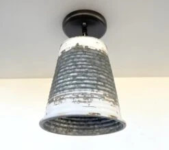Distressed Large Corrugated Galvanized Barn Ceiling Light -The Lamp Goods DistressedLargeFarmhouseCorrugatedCeilingLight 3
