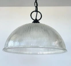 Antique Glass 1960's Factory Holophane Pendant Light -The Lamp Goods FACTORYHolophaneLargependant 3