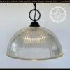 Antique Glass 1960's Factory Holophane Pendant Light