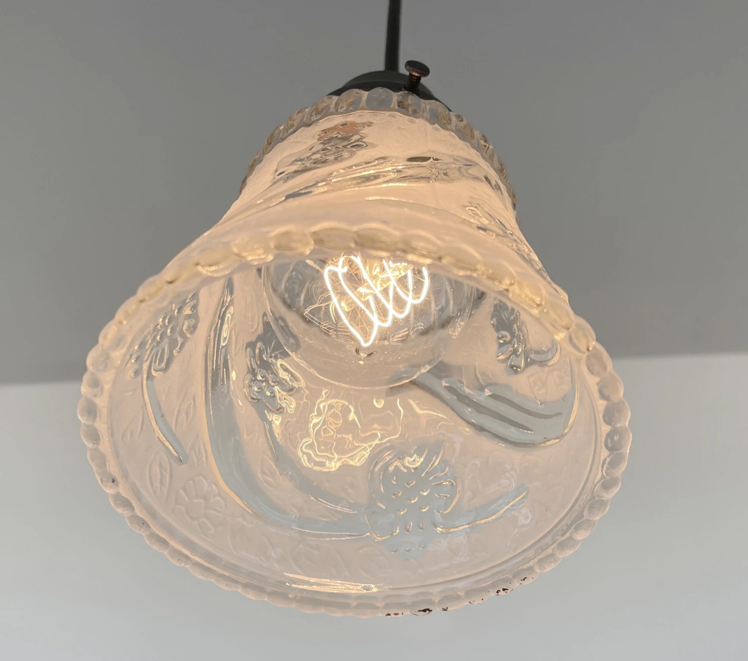Vintage 1960's Frost & Clear PENDANT Light 5 Vintage 1960's Frost & Clear PENDANT Light - Image 3