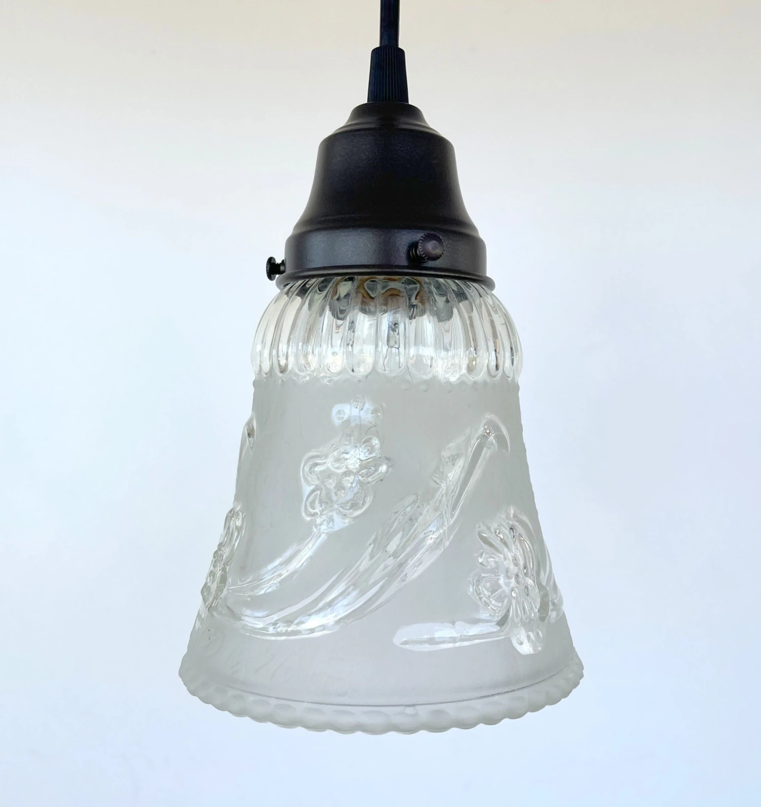 Vintage 1960's Frost & Clear PENDANT Light 7 Vintage 1960's Frost & Clear PENDANT Light - Image 5
