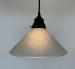 Modern Holophane PENDANT Light - Frosted -The Lamp Goods FrostedHolophaneConePendantLightFixture 1