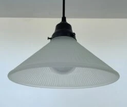 Modern Holophane PENDANT Light - Frosted -The Lamp Goods FrostedHolophaneConePendantLightFixture 3
