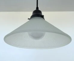 Modern Holophane PENDANT Light - Frosted -The Lamp Goods FrostedHolophaneConePendantLightFixture 4