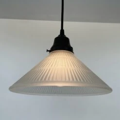 Modern Holophane PENDANT Light - Frosted -The Lamp Goods FrostedHolophaneConePendantLightFixture 8