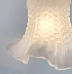 Delicate HOBNAIL RUFFLE 1950's Antique Frosted Glass Pendant -The Lamp Goods FrostedRuffleHobnailPendantLightFixtures 1