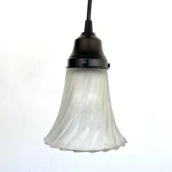 Vintage Frosted Spiral Pendant Light -The Lamp Goods Frosted Fluted Swirl Pendant Light 2
