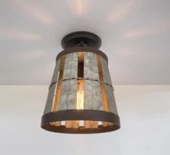 Galvanized Open Weave Basket Ceiling Light -The Lamp Goods GalvanizedopenBasketceilinglightfarmhousecountryrusticlightingfixture 7