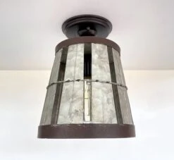 Galvanized Open Weave Basket Ceiling Light -The Lamp Goods GalvanizedopenBasketceilinglightfarmhousecountryrusticlightingfixture 8