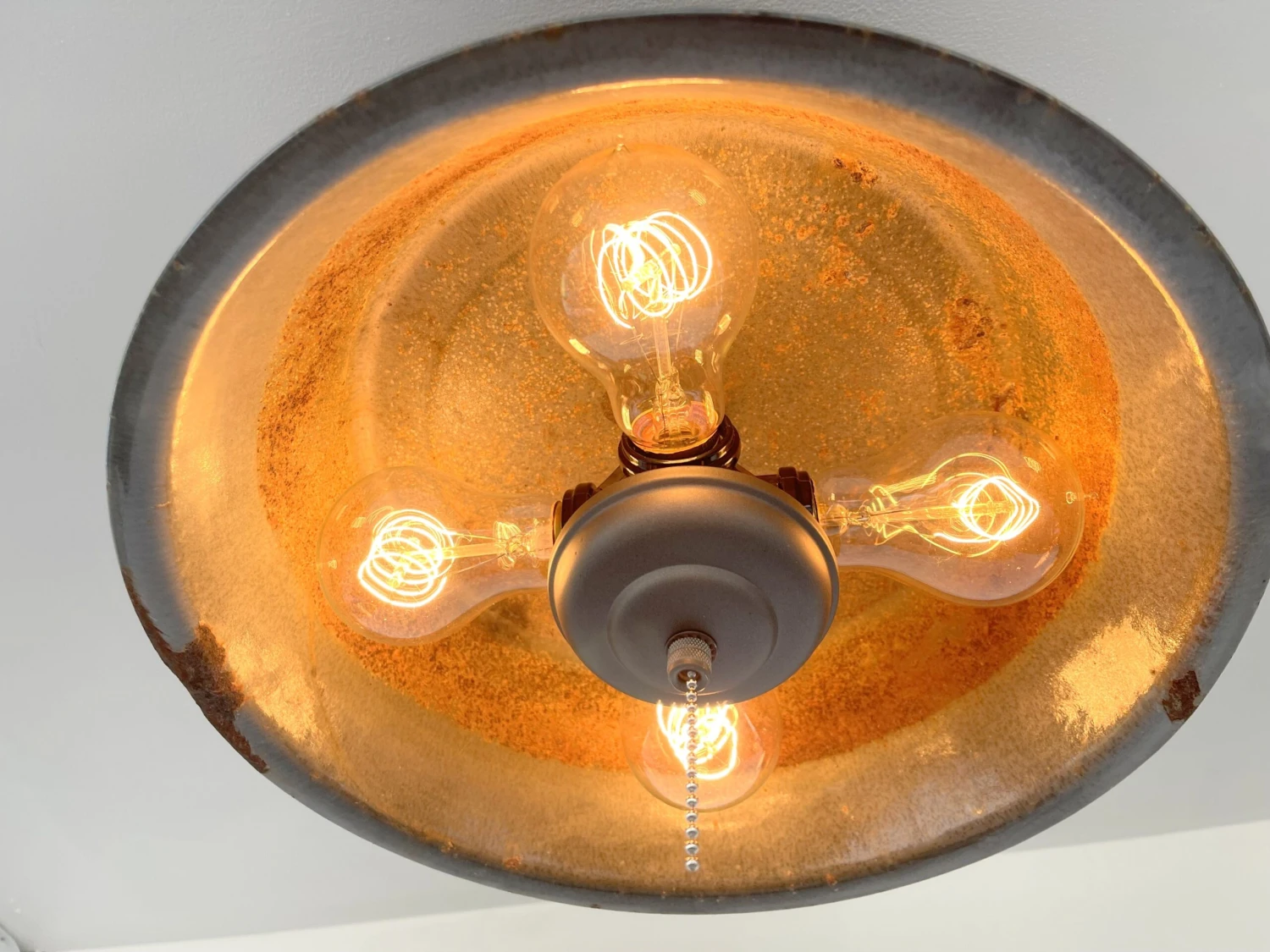 Antique FARMHOUSE GRANITEWARE Pan Ceiling Light 9 Antique FARMHOUSE GRANITEWARE Pan Ceiling Light - Image 7