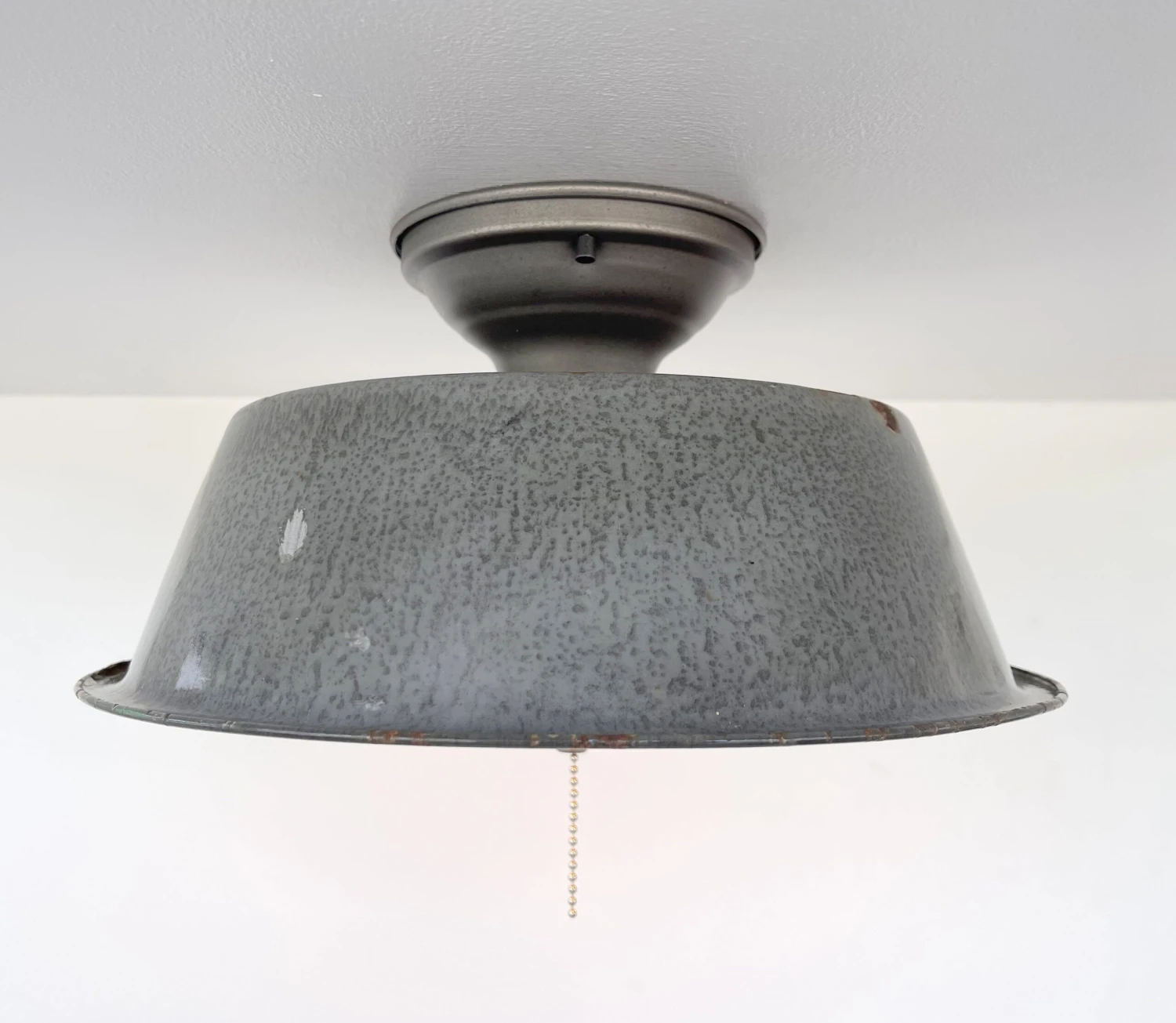 Antique FARMHOUSE GRANITEWARE Pan Ceiling Light 8 Antique FARMHOUSE GRANITEWARE Pan Ceiling Light - Image 6