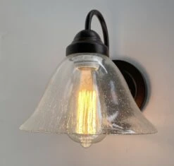 HEAVY SEEDED Antique Glass 1960's Shade Wall SCONCE -The Lamp Goods HEAVYSEEDEDVintageShadeWallSconce 10