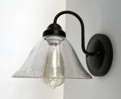 HEAVY SEEDED Antique Glass 1960's Shade Wall SCONCE -The Lamp Goods HEAVYSEEDEDVintageShadeWallSconce 2