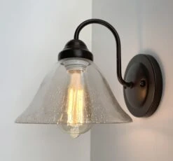 HEAVY SEEDED Antique Glass 1960's Shade Wall SCONCE -The Lamp Goods HEAVYSEEDEDVintageShadeWallSconce 6